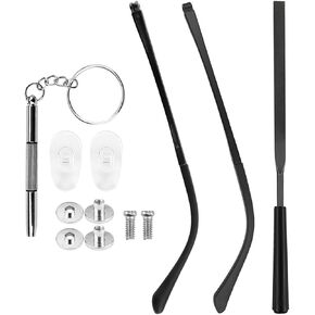 1 Pair Metal Glasses Replacement Arms Kit with Screwdriver Eyeglasses Temple Legs, Screws, and Washers - Ideal for Eyeglasses and Sunglasses