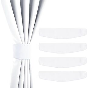 NICETOWN Strong Magnetic Curtain Tiebacks - Modern Simple Style Curtain Ties Backs Holdbacks Holders for Indoor/Outdoor Curtains (White, 18.5 X 4 Inches, Set of 4)