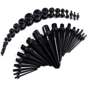 BodyJ4You 36PC Gauges Kit Acrylic Taper Plug 14G-00G Ear Stretch Set Double O-Ring Piercing Jewelry