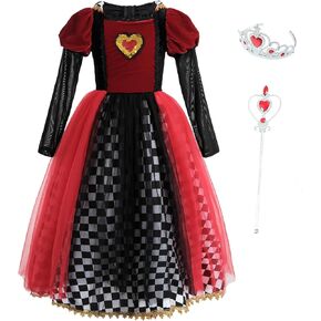NSPSTT Halloween Costume for Girls Princess Wendy Dress Queen of Hearts Costume Mad Hatter Costume