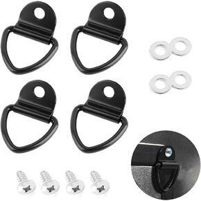 4PCS V-Ring Tie Down Anchors with 1000 Lbs Capacity,1/4" Truck Bed Tie Down Anchors with Bolt Kit,Heavy Duty Tie Down Hooks for Truck Bed Tie Downs/Trailer Tie Downs Cargo