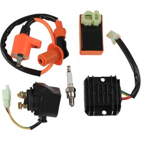 Ignition Coil Kit with 6 Pin AC CDI Box Solenoid Relay Compatible for GY6 150cc 50cc 125cc ATV Quad Go Kart Moped Scooter