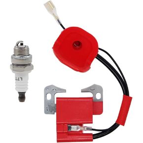 Ignition Coil with L7T Spark Plug Fit for 2 Stroke 47cc 49cc Mini Quad Pocket Dirt Bike ATV Scooter Red