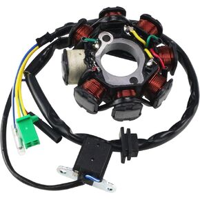Magneto Stator DC Ignition Coil 8 Pole 5-wire Compatible with GY6 125cc 150cc ATV Scooter Moped Go Kart Buggy Quad 4-stroke Pit Dirt Bike QMI152 QMI157 QMJ152 TaoTao Roketa Buyang Sunl