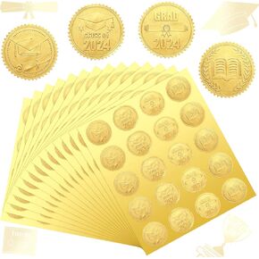 500 Pcs Embossed Graduation Diploma Gold Certificate Seals 2023 Self Adhesive Graduation Seals Grad Stickers for Envelopes Diplomas Certificates Awards Class Graduation