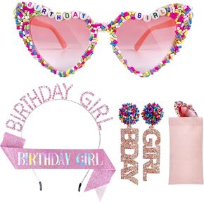 نظارات شمسية لعيد الميلاد للفتيات مع وشاح تاج لعيد الميلاد وأقراط لفتاة عيد الميلاد، عصابة رأس لنظارات عيد الميلاد للنساء والفتيات، إكسسوارات هدايا عيد الميلاد ملابس وردية للحفلات in Kuwait