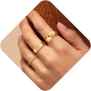 Gold Stacking Rings Non Tarnish 14K Gold Plated Ring Sets Dainty Stackable Rings Adjustable Rings Dainty Cubic Zirconia Ring Waterproof Jewelry Perfect for Women Size 6-10