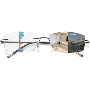 Frameless Progressive Multifocal Reading Glasses Diamond Cut Photochromic Sunglasses Titanium Progressive Readers