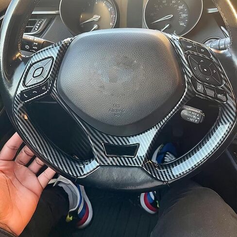 MICROCK Steering Wheel Cover Trim for Toyota C-HR 2017 2018 2019 2020 2021, ABS Carbon fiber, 1pc in Saudi Arabia