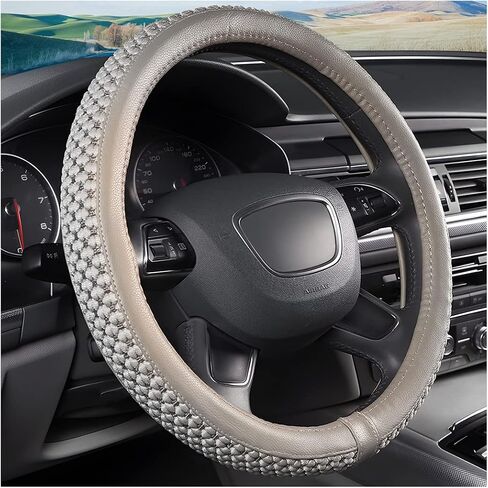 Elastic Stretch Car Steering Wheel Cover, Universal 15 Inch Breathable Ice Silk Automotive Steering Wheel Cover Anti-Slip Odorless Easy Carry Suitable for All Seasons (Ice Silk Black/Red) in Saudi Arabia