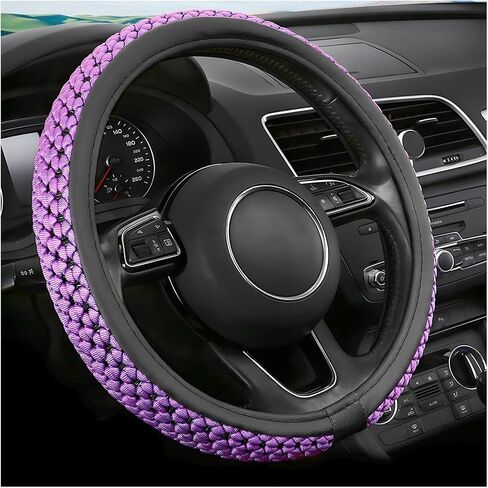 Elastic Stretch Car Steering Wheel Cover, Universal 15 Inch Breathable Ice Silk Automotive Steering Wheel Cover Anti-Slip Odorless Easy Carry Suitable for All Seasons (Ice Silk Black/Red) in Saudi Arabia