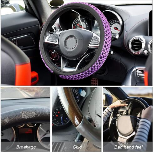Elastic Stretch Car Steering Wheel Cover, Universal 15 Inch Breathable Ice Silk Automotive Steering Wheel Cover Anti-Slip Odorless Easy Carry Suitable for All Seasons (Ice Silk Black/Red) in Saudi Arabia