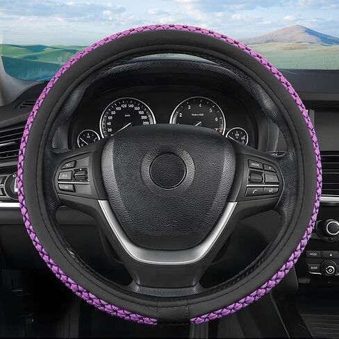 Elastic Stretch Car Steering Wheel Cover, Universal 15 Inch Breathable Ice Silk Automotive Steering Wheel Cover Anti-Slip Odorless Easy Carry Suitable for All Seasons (Ice Silk Black/Red) in Saudi Arabia