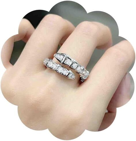 Punk Rhinetone Snake Ring Crystal Snake Adjustable Ring Gold Serpent Open Ring Gothic Cz Snake Wrap Ring Animal Finger Ring Jewelry for Women in Kuwait