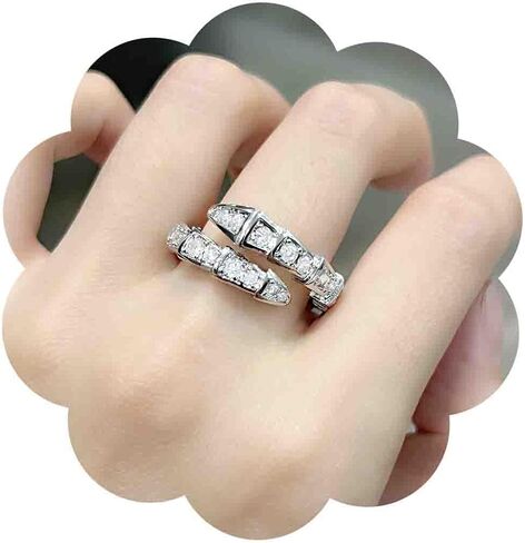 Punk Rhinetone Snake Ring Crystal Snake Adjustable Ring Gold Serpent Open Ring Gothic Cz Snake Wrap Ring Animal Finger Ring Jewelry for Women in Kuwait