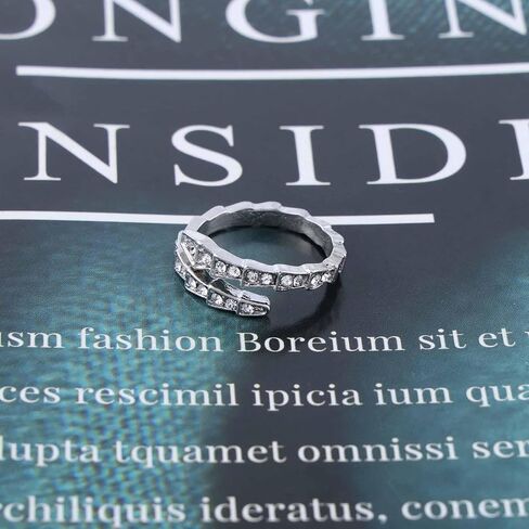 Punk Rhinetone Snake Ring Crystal Snake Adjustable Ring Gold Serpent Open Ring Gothic Cz Snake Wrap Ring Animal Finger Ring Jewelry for Women in Kuwait