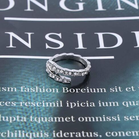 Punk Rhinetone Snake Ring Crystal Snake Adjustable Ring Gold Serpent Open Ring Gothic Cz Snake Wrap Ring Animal Finger Ring Jewelry for Women in Kuwait