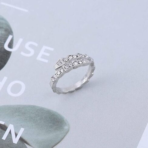 Punk Rhinetone Snake Ring Crystal Snake Adjustable Ring Gold Serpent Open Ring Gothic Cz Snake Wrap Ring Animal Finger Ring Jewelry for Women in Kuwait