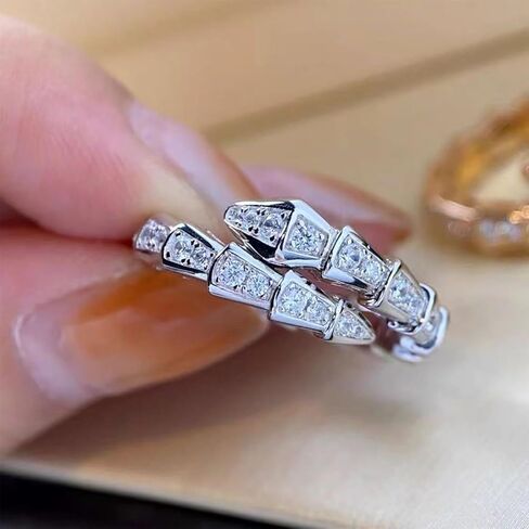 Punk Rhinetone Snake Ring Crystal Snake Adjustable Ring Gold Serpent Open Ring Gothic Cz Snake Wrap Ring Animal Finger Ring Jewelry for Women in Kuwait