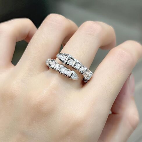 Punk Rhinetone Snake Ring Crystal Snake Adjustable Ring Gold Serpent Open Ring Gothic Cz Snake Wrap Ring Animal Finger Ring Jewelry for Women in Kuwait