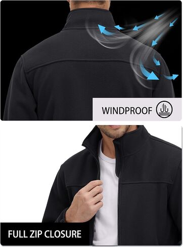 TACVASEN Men's Polar Fleece Jackets Lightweight Soft Winter Thermal Coats Outdoor Windproof Zip Up Jacket with Pockets in Saudi Arabia