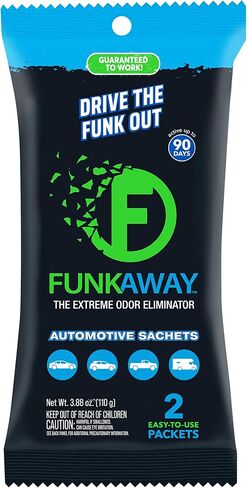 FunkAway Extreme Odor Eliminating Automotive Sachet, Odor Absorbing Packet Ideal for Glove Compartments, Consoles, Trunks & Under Seats, Fresh Smell for Up to 90 Days in Saudi Arabia