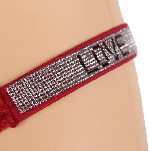 Ohmydear سراويل داخلية مثيرة بحجر الراين G String Thongs Love Letter Diamond منخفضة الارتفاع بالإضافة إلى حجم الملابس الداخلية للنساء in Kuwait