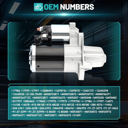 17986 Starter Motor Fit for Chevrolet Impala Malibu Equinox for GMC Acadia Terrain for Buick Lacrosse Enclave for Cadillac SRX XTS 3.0L 3.6L V6 1.4KW 12-Teeth Automotive Replacement Starter in Saudi Arabia