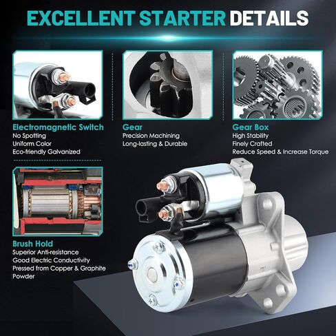 17986 Starter Motor Fit for Chevrolet Impala Malibu Equinox for GMC Acadia Terrain for Buick Lacrosse Enclave for Cadillac SRX XTS 3.0L 3.6L V6 1.4KW 12-Teeth Automotive Replacement Starter in Saudi Arabia