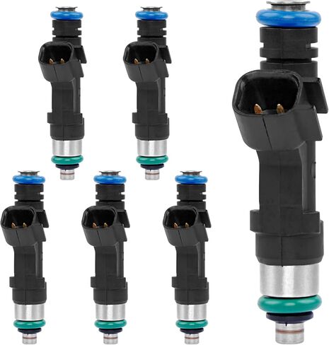 Fuel Injector Set of 6 Compatible with Jeep Liberty Commander Grand Cherokee, Dodge Nitro Dakota Durango Ram 1500 3.7L V6 4 Holes Fuel Injectors Replacement# 0280158020 812-12145 in Saudi Arabia