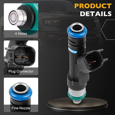 Fuel Injector Set of 6 Compatible with Jeep Liberty Commander Grand Cherokee, Dodge Nitro Dakota Durango Ram 1500 3.7L V6 4 Holes Fuel Injectors Replacement# 0280158020 812-12145 in Saudi Arabia