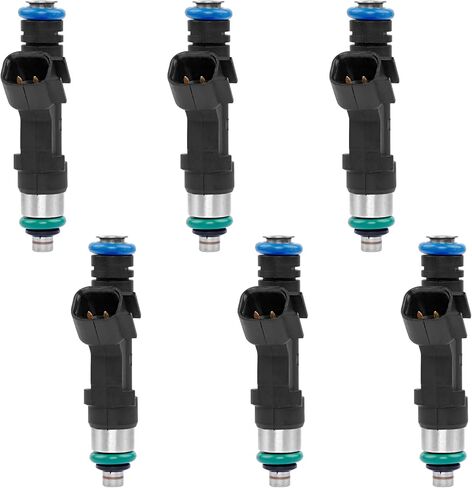 Fuel Injector Set of 6 Compatible with Jeep Liberty Commander Grand Cherokee, Dodge Nitro Dakota Durango Ram 1500 3.7L V6 4 Holes Fuel Injectors Replacement# 0280158020 812-12145 in Saudi Arabia