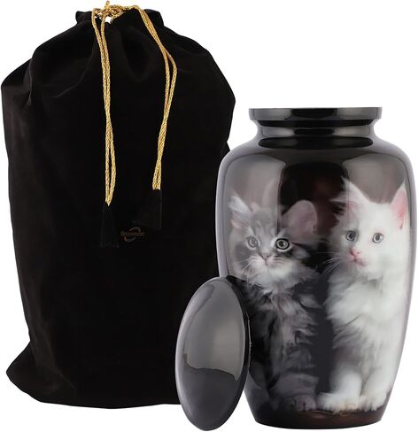 Urns for Human Ashes, Adult Human Urn, Decorative Urns for Ashes, Burial Urns, Cremation Urns for Male & Female, Cremation Urns for Men and Women, Black, Cat, Large in Saudi Arabia