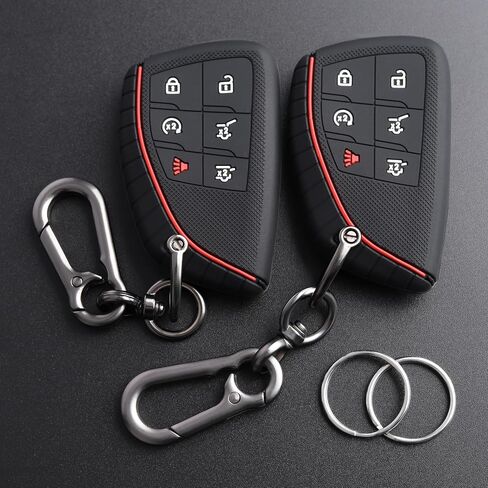TANDRIVE Key Fob Cover for 2025 2024-2021 Chevy Tahoe Suburban GMC Yukon, 6 Button, Silicone, 2-Pack, Black in Saudi Arabia