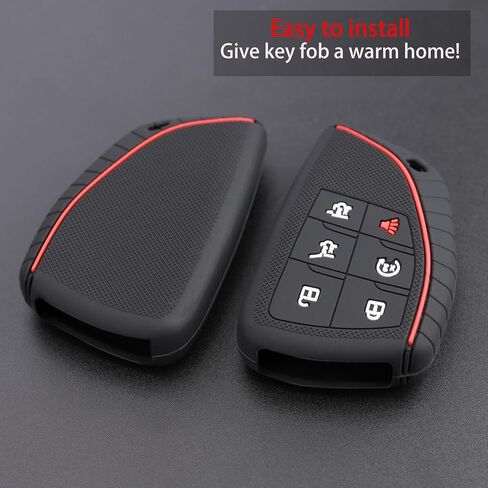 TANDRIVE Key Fob Cover for 2025 2024-2021 Chevy Tahoe Suburban GMC Yukon, 6 Button, Silicone, 2-Pack, Black in Saudi Arabia