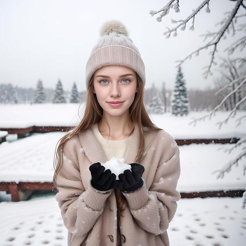 زوجان من قفازات الشتاء الدافئة للنساء قفازات محبوكة مرنة تعمل باللمس للطقس البارد in Kuwait