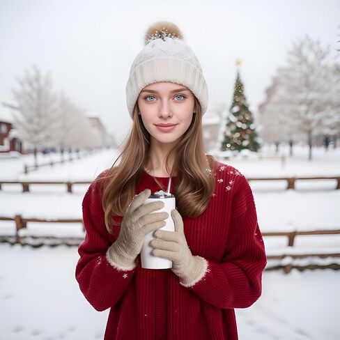 زوجان من قفازات الشتاء الدافئة للنساء قفازات محبوكة مرنة تعمل باللمس للطقس البارد in Kuwait