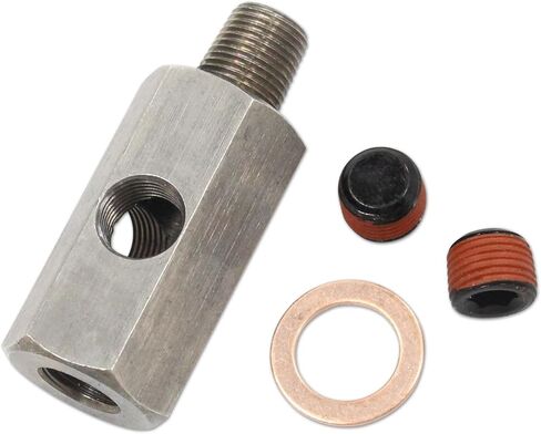 Upgraded 1/8" BSPT Oil Pressure Sensor Tee to NPT Adapter Turbo Supply Feed Line Gauge (Double Hole) in Kuwait