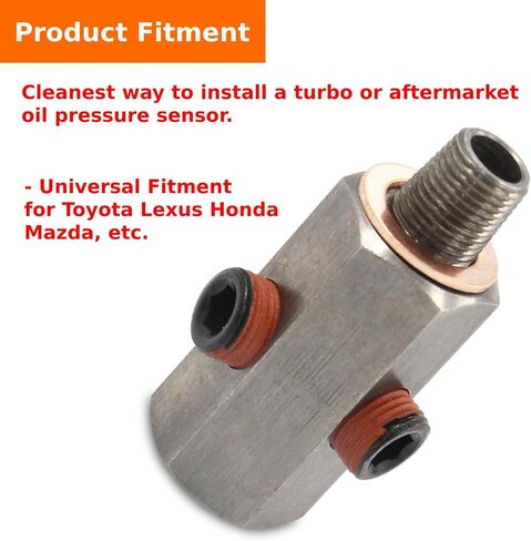 Upgraded 1/8" BSPT Oil Pressure Sensor Tee to NPT Adapter Turbo Supply Feed Line Gauge (Double Hole) in Kuwait