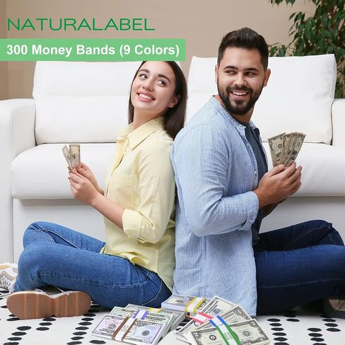 NATURALABEL 600pcs Assorted Currency Straps，$ 1000, 2000, 5000，Each 200 Straps，Self Adhesive Money Bands (3 Colors) in Kuwait