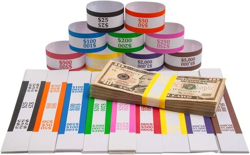 NATURALABEL 600pcs Assorted Currency Straps，$ 1000, 2000, 5000，Each 200 Straps，Self Adhesive Money Bands (3 Colors) in Kuwait