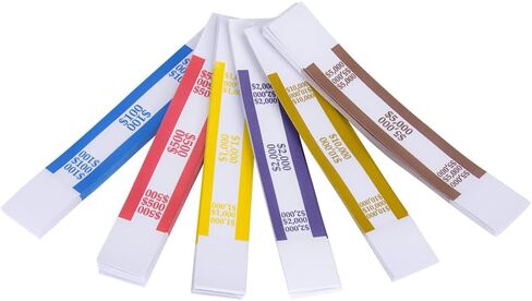 NATURALABEL 600pcs Assorted Currency Straps，$ 1000, 2000, 5000，Each 200 Straps，Self Adhesive Money Bands (3 Colors) in Kuwait