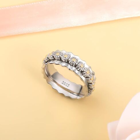 Spinner Fidget Rings Sterling Silver Anti Anxiety Rings Worry Relieving Boredom ADHD Autism Band Rings for Women Men in Saudi Arabia