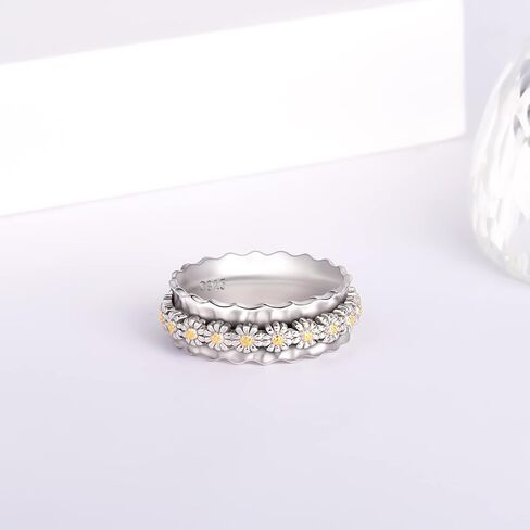 Spinner Fidget Rings Sterling Silver Anti Anxiety Rings Worry Relieving Boredom ADHD Autism Band Rings for Women Men in Saudi Arabia