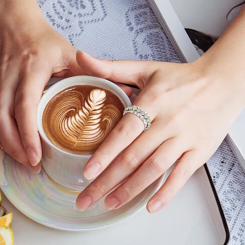 Spinner Fidget Rings Sterling Silver Anti Anxiety Rings Worry Relieving Boredom ADHD Autism Band Rings for Women Men in Saudi Arabia