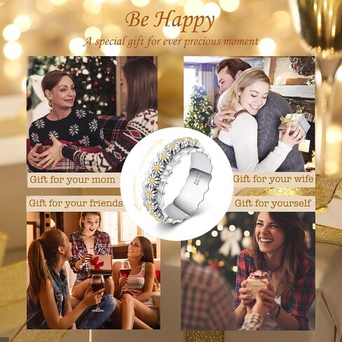 Spinner Fidget Rings Sterling Silver Anti Anxiety Rings Worry Relieving Boredom ADHD Autism Band Rings for Women Men in Saudi Arabia