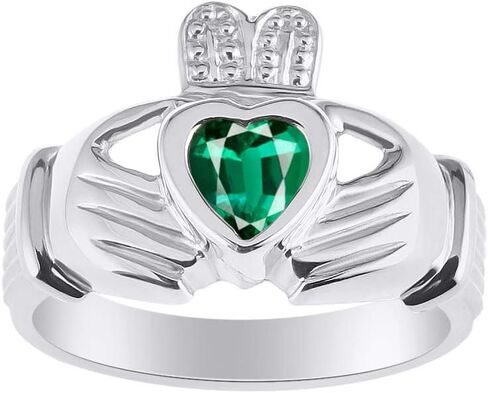 Rylos خواتم الفضة الاسترليني Claddah الحب والولاء والصداقة القلب 6MM جوهرة الزفاف الأيرلندية Claddagh خواتم جوهرة الميلاد مجوهرات للنساء خواتم الفضة الاسترليني للنساء والرجال حجم 5-13 in Kuwait