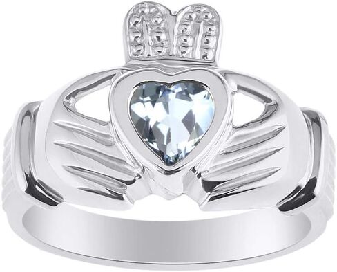Rylos خواتم الفضة الاسترليني Claddah الحب والولاء والصداقة القلب 6MM جوهرة الزفاف الأيرلندية Claddagh خواتم جوهرة الميلاد مجوهرات للنساء خواتم الفضة الاسترليني للنساء والرجال حجم 5-13 in Kuwait