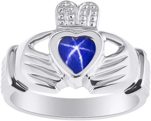 Rylos خواتم الفضة الاسترليني Claddah الحب والولاء والصداقة القلب 6MM جوهرة الزفاف الأيرلندية Claddagh خواتم جوهرة الميلاد مجوهرات للنساء خواتم الفضة الاسترليني للنساء والرجال حجم 5-13 in Kuwait