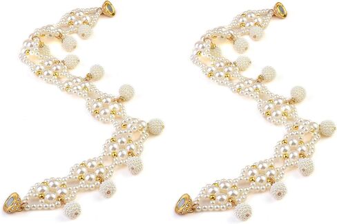 SUQ I OME 1 Pair of Magnetic Pearl Beaded Curtain Tieback, Pearl Curtain Tieback Holdback for Drapes, Pearl Crystal Sheer Window Curtain Holder Home Office Bedroom (White) in Saudi Arabia